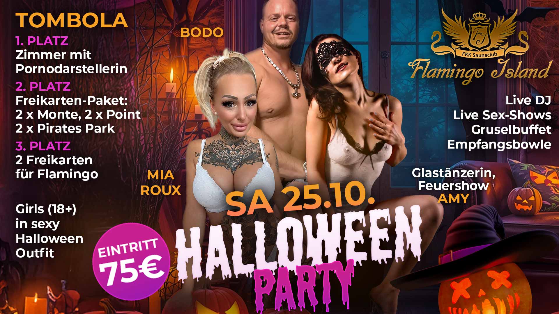 🎃 Halloween Party 2025 im Flamingo Island – Erotik, Grusel & Party pur